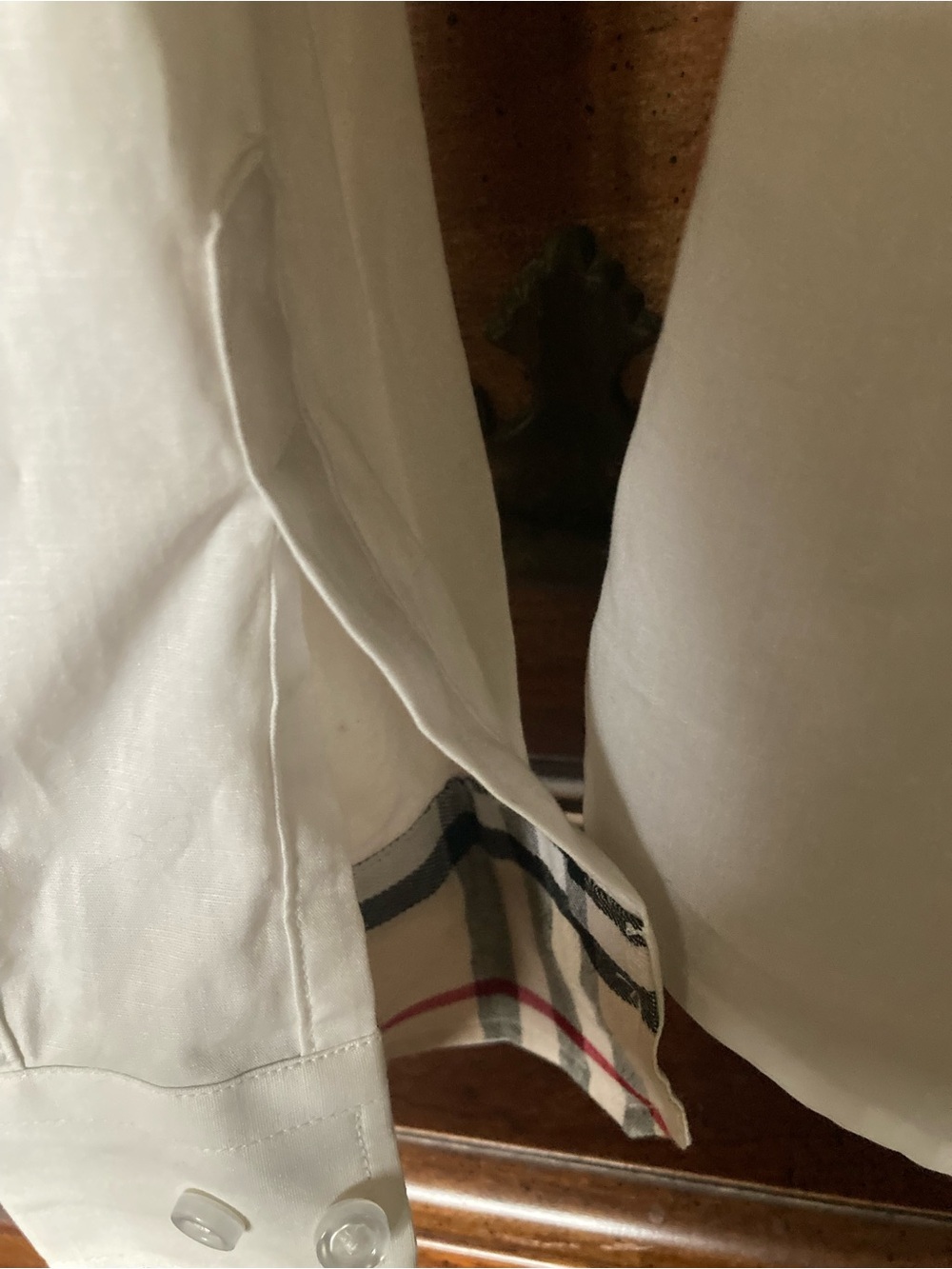 Burberry White Button-Up with Nova Check Trim - Picture 5 of 8